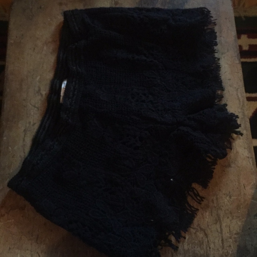 Black crochet shorts